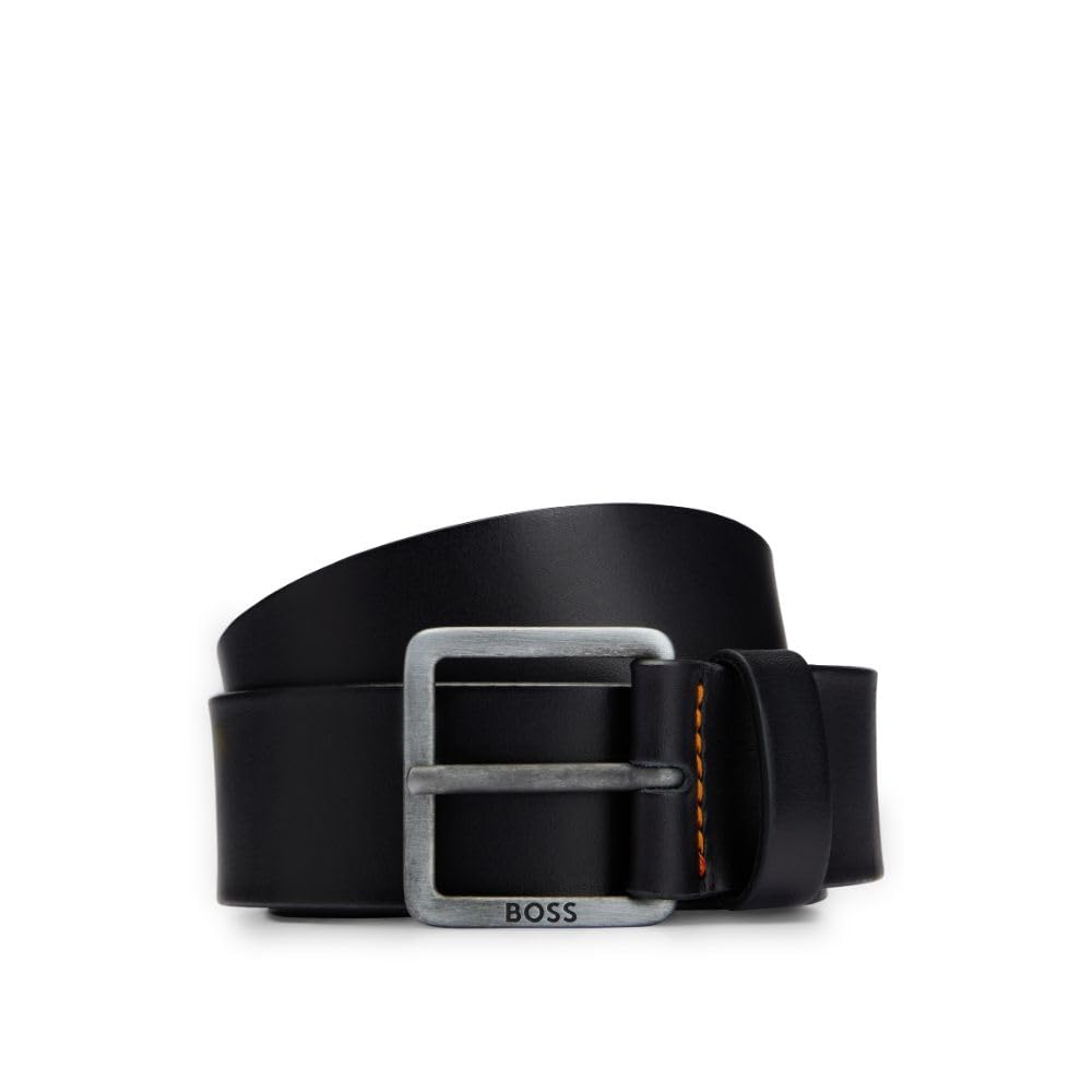 HUGO BOSS Men's Jeeko Italian Leather Belt, Black, US 34-EU 90