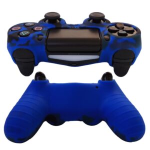 Hikfly Silicone Gel Controller Cover Skin Protector Compatible for Sony PlayStation 4 PS4/PS4 Slim/PS4 Pro Controller (2X Controller Camouflage Cover with 8 x FPS Pro Thumb Grip Caps)(Red,Blue)