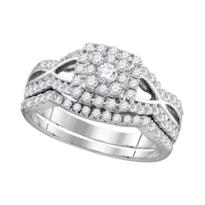 sonia jewels size 7-14k white gold round diamond split-shank bridal wedding engagement ring band set 1.00 cttw