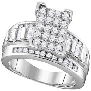 Sonia Jewels Size 11-10k White Gold Round Diamond Cinderella Cluster Bridal Wedding Band Engagement Ring 1.00 Cttw