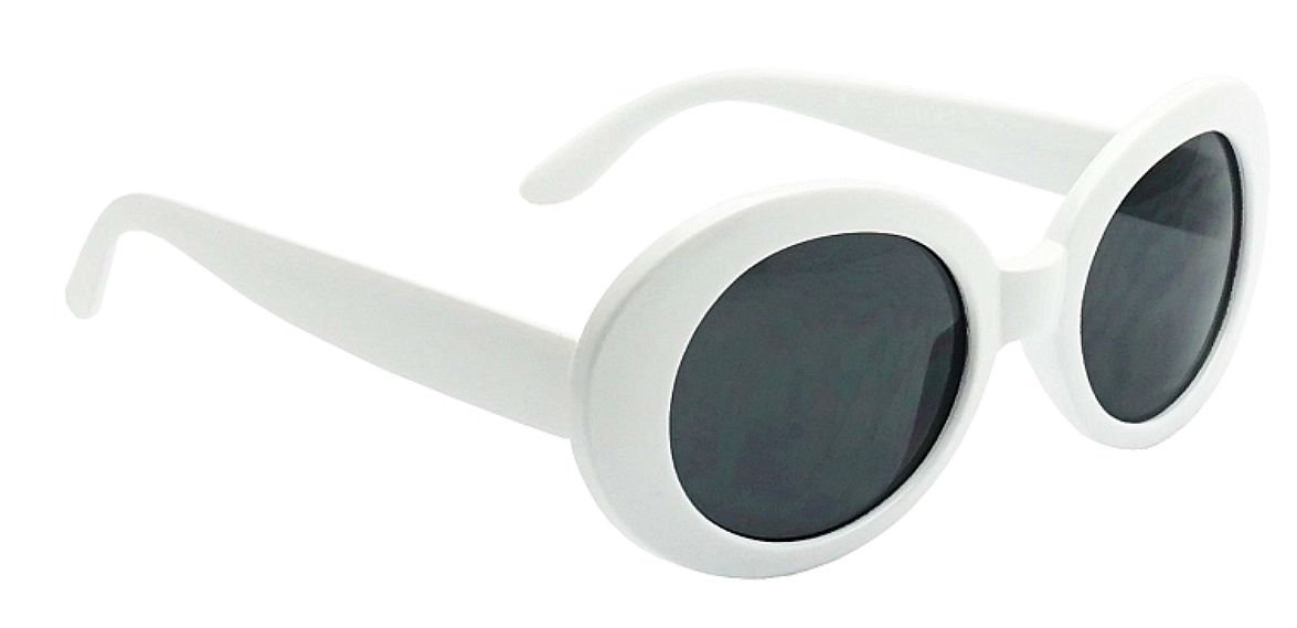 My Shades - White Oval Round Sunglasses Thick Bold Retro Clout Goggles (White, Smoke), Large