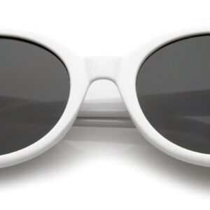 My Shades - White Oval Round Sunglasses Thick Bold Retro Clout Goggles (White, Smoke), Large