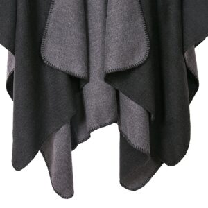 Urban CoCo Women's Color Block Shawl Wrap Open Front Poncho Cape (Series 7-Black)