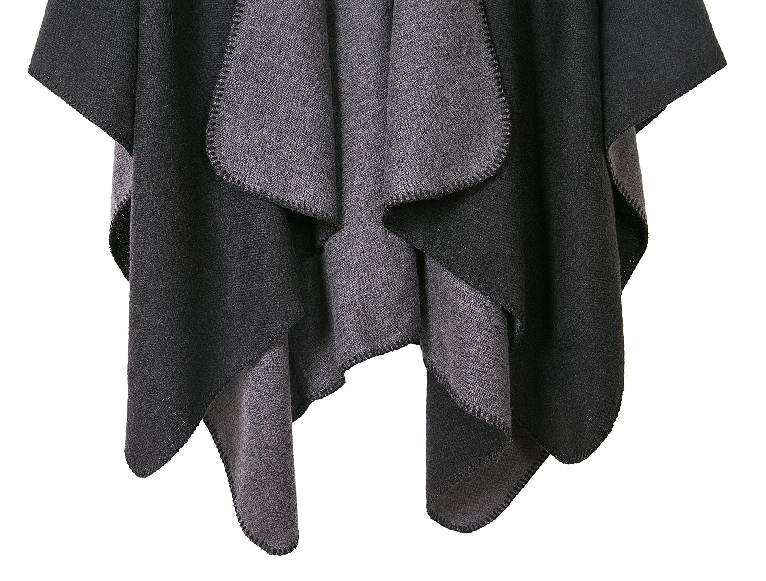 Urban CoCo Women's Color Block Shawl Wrap Open Front Poncho Cape (Series 7-Black)