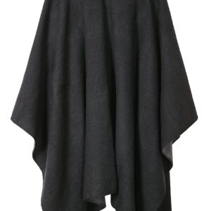 Urban CoCo Women's Color Block Shawl Wrap Open Front Poncho Cape (Series 7-Black)