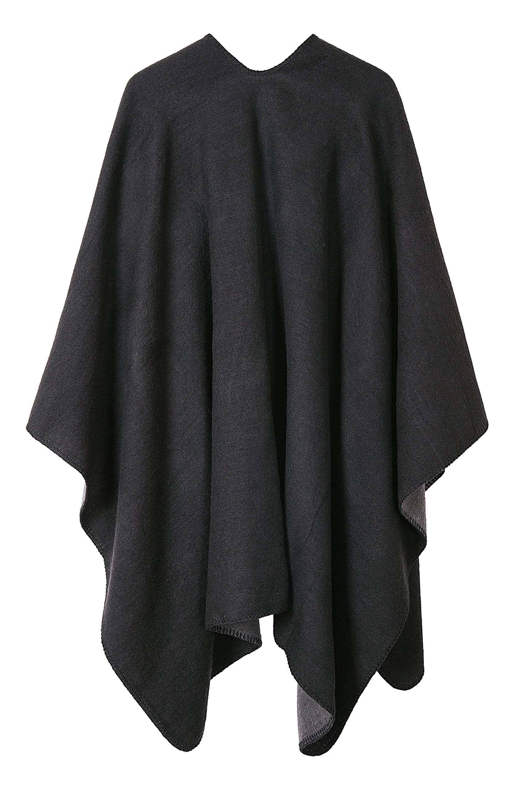 Urban CoCo Women's Color Block Shawl Wrap Open Front Poncho Cape (Series 7-Black)