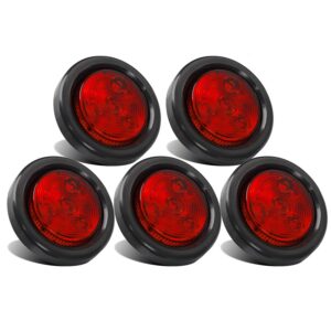 partsam 5pcs 2 inch red 4 led round sealed trailer clearance marker light [dot approved] mount grommet/pigtails hardwired