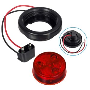 Partsam 5pcs 2 inch Red 4 LED Round Sealed Trailer Clearance Marker Light [DOT Approved] Mount Grommet/Pigtails Hardwired