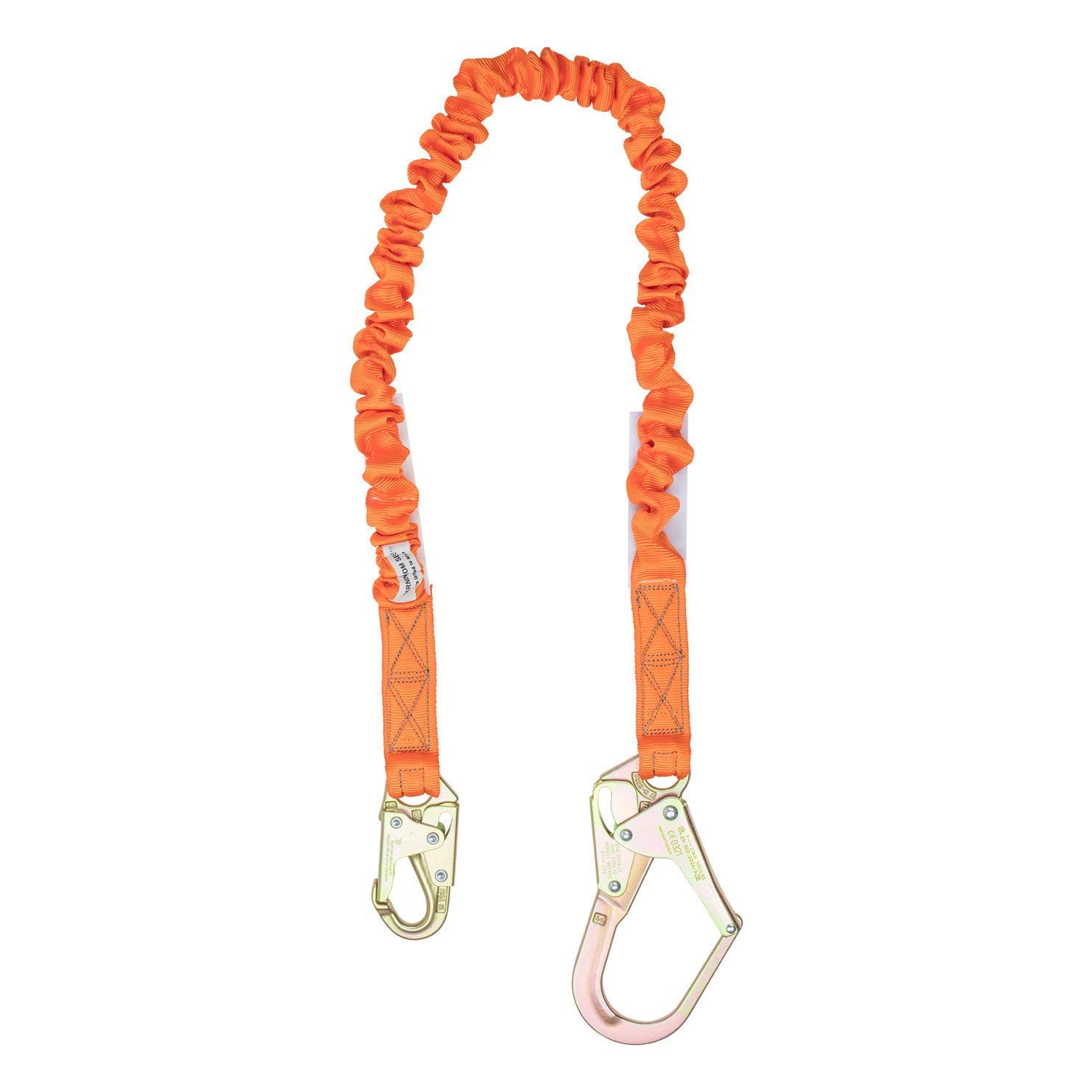 Malta Dynamics 6' Single Leg Stretch Internal Shock Absorbing Lanyard with 1 Rebar Hook and 1 Steel Snap Hook, OSHA/ANSI Compliant