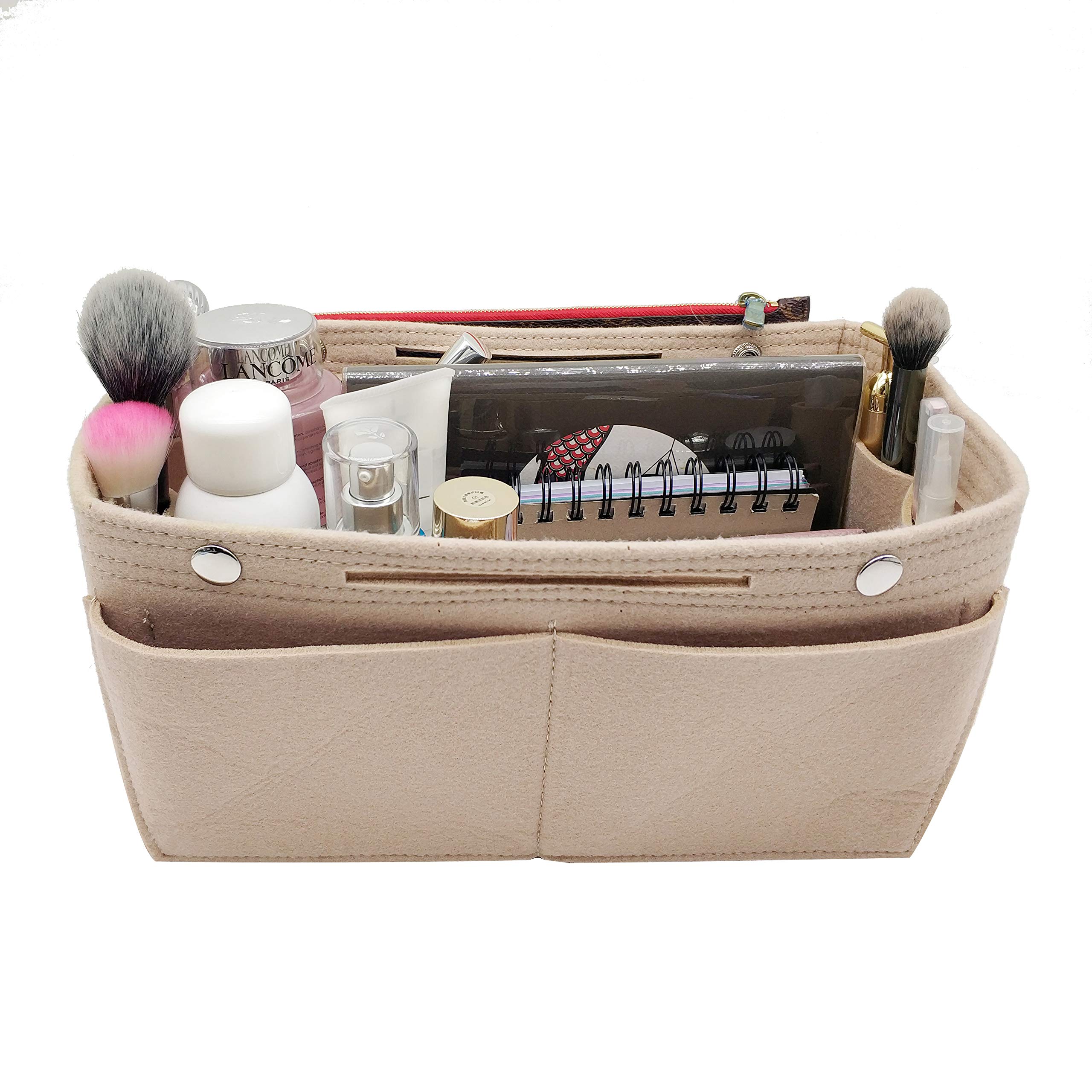 LEXSION Felt Purse Organizer Insert Bag organizer Multi Pocket Bag in Bag Organizer For Tote & Handbag Shaper 8008 Beige M