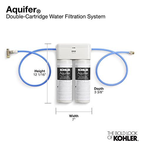 KOHLER 77686-NA Aquifer Double Cartridge Water Filtration System, 2 Count (Pack of 1), White