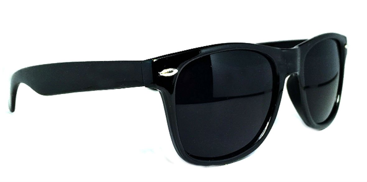 Sunglasses Classic 80’s Vintage Style Design (Black Gloss, Super Dark)…………