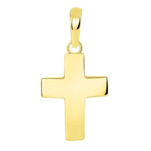 solid 14k yellow gold plain petite cross charm pendant