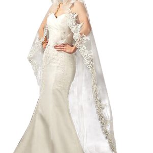 Babyonline 1 Tier Lace Edge Tulle Catherdal Long Wedding Bridal,Ivory