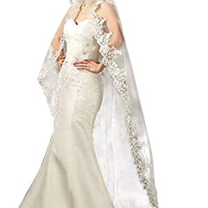 Babyonline Lace Edge Cathedral Length Wedding Bridal Veil,White