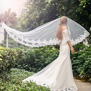 Babyonline Lace Edge Cathedral Length Wedding Bridal Veil,White