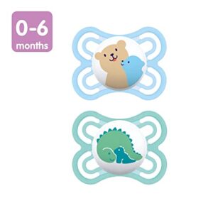 MAM Perfect Baby Pacifier, Patented Nipple, Developed with Pediatric Dentists & Orthodontists, Boy, 0-6 (Pack of 2)