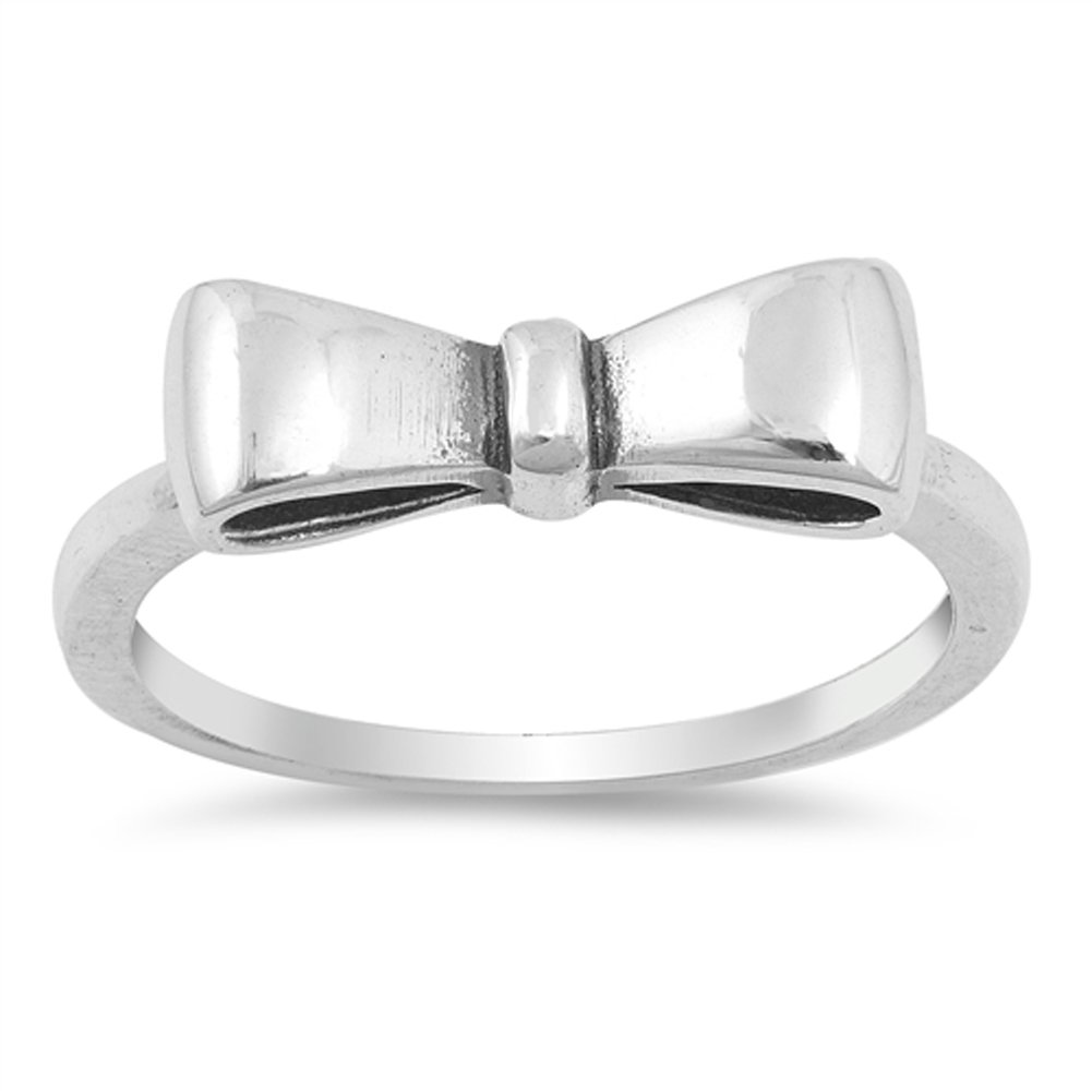 Oxidized Bow Ribbon Gift Knot Fashion Ring .925 Sterling Silver Band Size 9