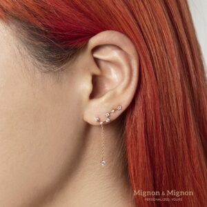 MignonandMignon Cubic Zirconia Crystal Star Stud Ear Crawler Little Dipper Dangle Earrings in Gold, Rose Gold (Silver) Mother's Day Gift - ECLD