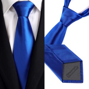 fortunatever Men's Solid Satin Necktie,Royal Blue Ties For Men With Gift Box