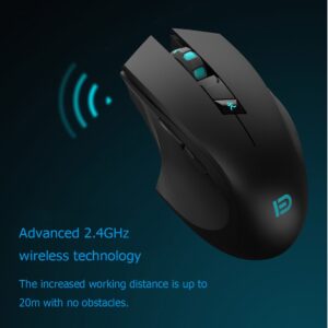 Granvela Noiseless Wireless Mouse,Forter i720 Ergonomics Right-handed Wireless Silent Gaming Mouse for Windows and MAC - Black