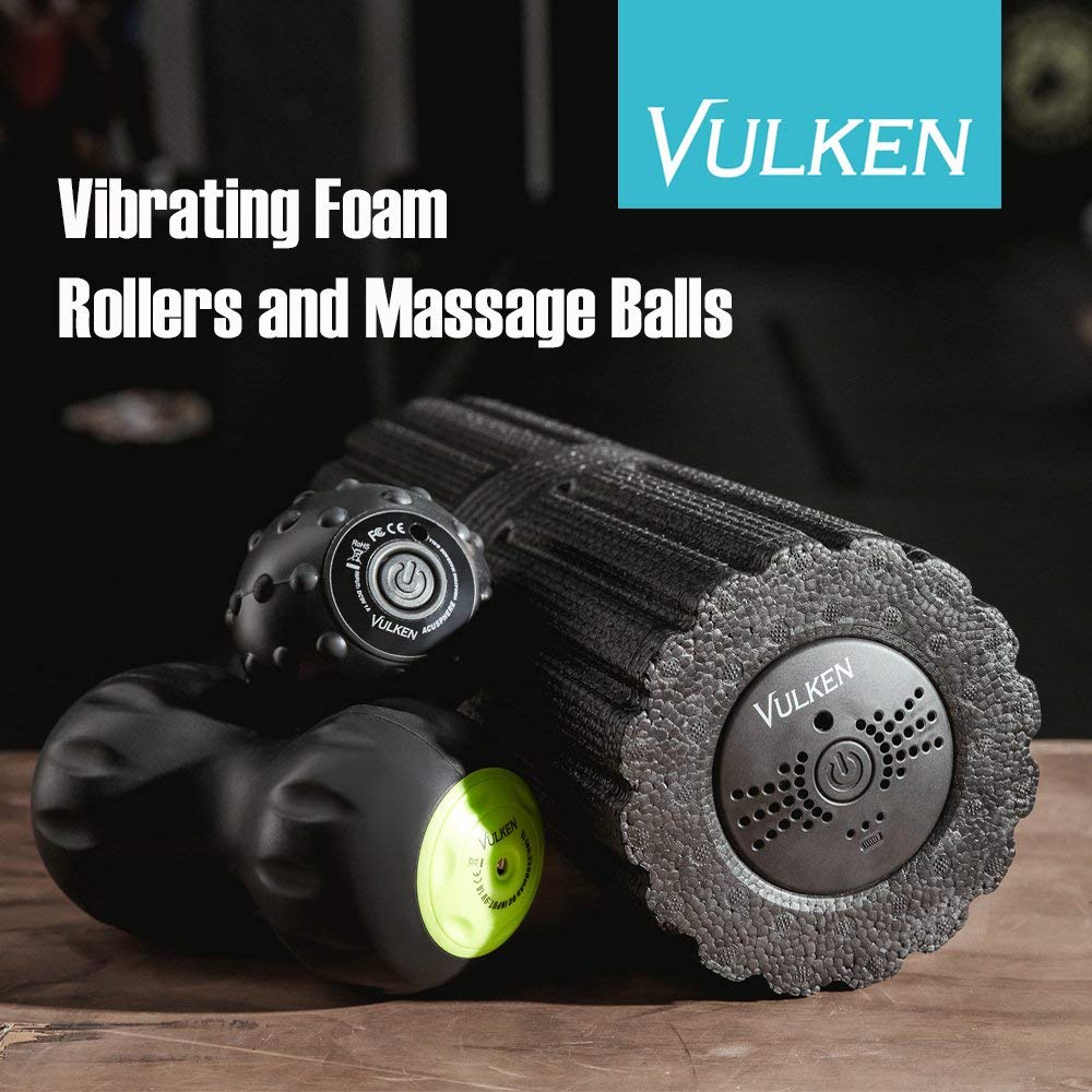 Vulken Extra Long 17” Vibrating Foam Roller 4 Speeds 3800RPM High Intensity Quick Charge Electric Foam Roller Tissue Massager for Muscle Recovery