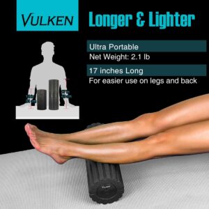 Vulken Extra Long 17” Vibrating Foam Roller 4 Speeds 3800RPM High Intensity Quick Charge Electric Foam Roller Tissue Massager for Muscle Recovery