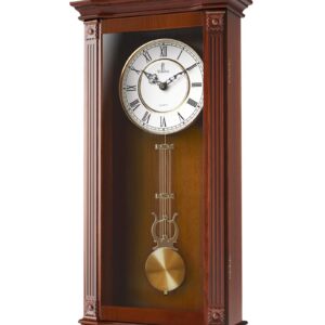 Pendulum Wall Clock Battery Operated - Large Hanging Grandfather Wall Clock with Pendulum - Quiet Wood Pendulum Clock - Wooden Wall Clock for Living Room Decor, Office & Home Décor Gift 27x11