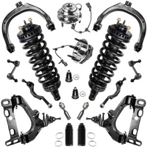 detroit axle - 18pc front end suspension kit for 2003 chevy trailblazer ext gmc envoy, upper lower control arms ball joints ready struts wheel bearing and hubs sway bars tie rods boots replacement