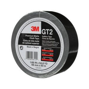 3m premium matte cloth (gaffers) tape gt2, high-strength, indoor/outdoor use, black, 48 mm x 50 m, 11 mil, 1 roll, 98514