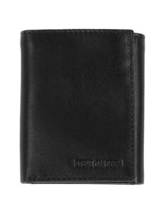 steve madden mens rfid trifold wallet with id window, black, one size