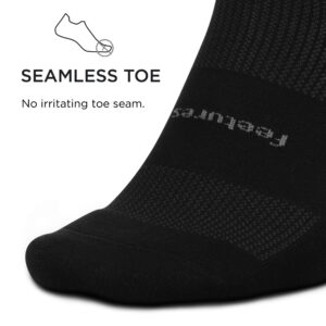 Feetures High Performance Cushion Classic Crew Sock for Women & Men - Moisture-Wicking Athletic Socks - Black, L (1 Pair)