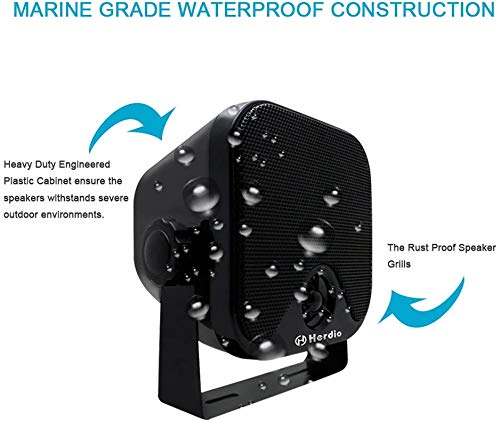 4 Inches Heavy Duty Waterproof Boat Marine Box Outdoor Speakers Surface Mounted for Skid Steer ATV UTV RZR Golf Cart Tractor Powersports Boat Truck Jeep