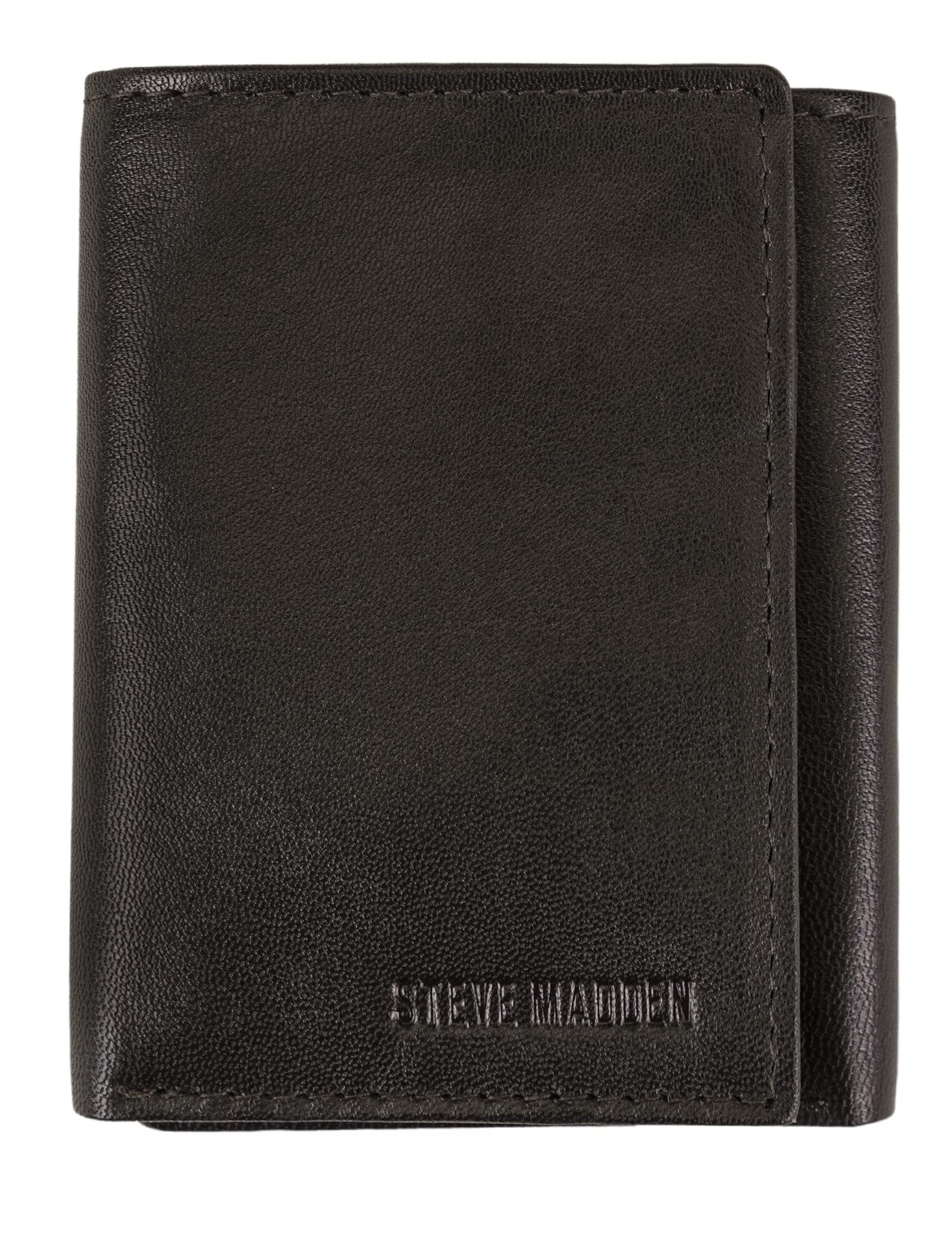 Steve Madden mens Rfid Trifold Wallet With Id Window, Brown, One Size