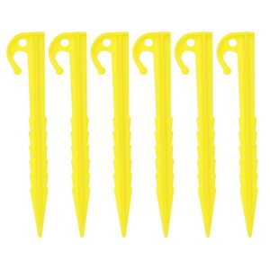 camdesign 6pc visible yellow plastic universal tent pegs ground nail stakes for camping gardening dji drone landing pad canopies landscaping outdoor