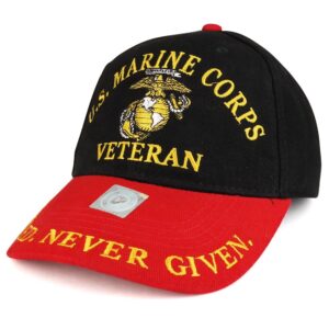 armycrew officially licensed us marine corps veteran embroidered cotton baseball cap - black red