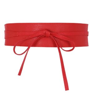 CHIC DIARY Fashion Women Faux Leather Bow Tie Waistband Elastic Stretch Waist Strap Cummerbund Waist Band Belt for Dress