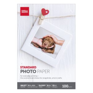 office depot standard photo paper, glossy, 4in. x 6in., 7 mil, pack of 100 sheets, 110690