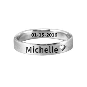 Ouslier Personalized 925 Sterling Silver Cut Out Heart Name Ring Jewelry Custom Made with Any Names