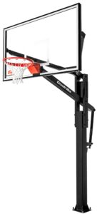 goalrilla basketball hoops with tempered glass basketball goal backboard, black anodized frame, and in-ground anchor system