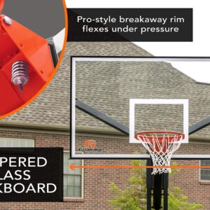 Goalrilla Basketball Hoops with Tempered Glass Basketball Goal Backboard, Black Anodized Frame, and In-ground Anchor System