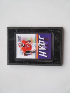 mike williams clemson university hype nfl rookie card mounted on a " 4 x 6" black marble plaque