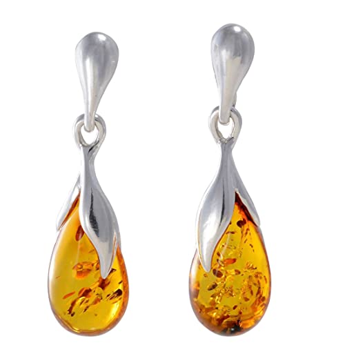 Amber Earrings - GIA Certified Baltic Amber Earrings "Tina" - Dangle Earrings - Sterling Silver Jewelry Collection