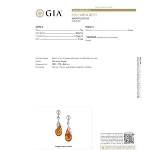 Amber Earrings - GIA Certified Baltic Amber Earrings "Tina" - Dangle Earrings - Sterling Silver Jewelry Collection