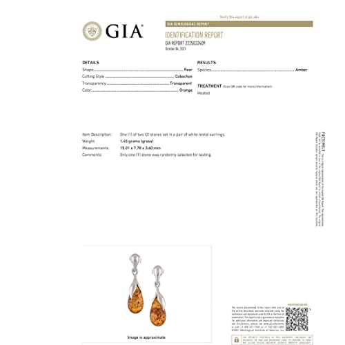 Amber Earrings - GIA Certified Baltic Amber Earrings "Tina" - Dangle Earrings - Sterling Silver Jewelry Collection