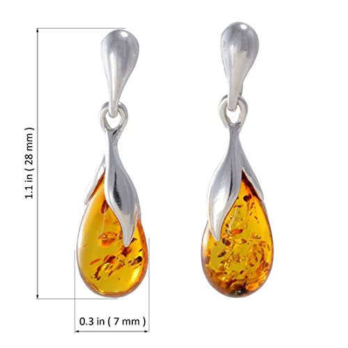 Amber Earrings - GIA Certified Baltic Amber Earrings "Tina" - Dangle Earrings - Sterling Silver Jewelry Collection