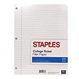 Staples College Ruled Notebook Filler Paper, Loose Leaf (2-Pack)