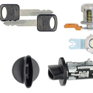 Fast Auto Keys NEW Fits Select Ford Lincoln Ignition Switch Lock Cylinder + Pair (2) Door Lock Cylinder W/2 Ford Oval Logo Keys & Key Chain