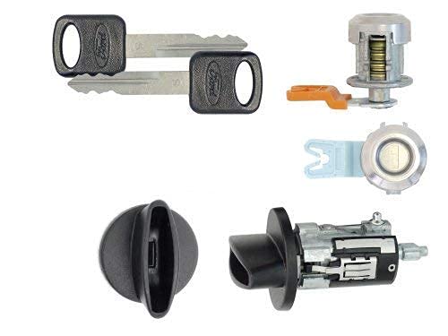 Fast Auto Keys NEW Fits Select Ford Lincoln Ignition Switch Lock Cylinder + Pair (2) Door Lock Cylinder W/2 Ford Oval Logo Keys & Key Chain