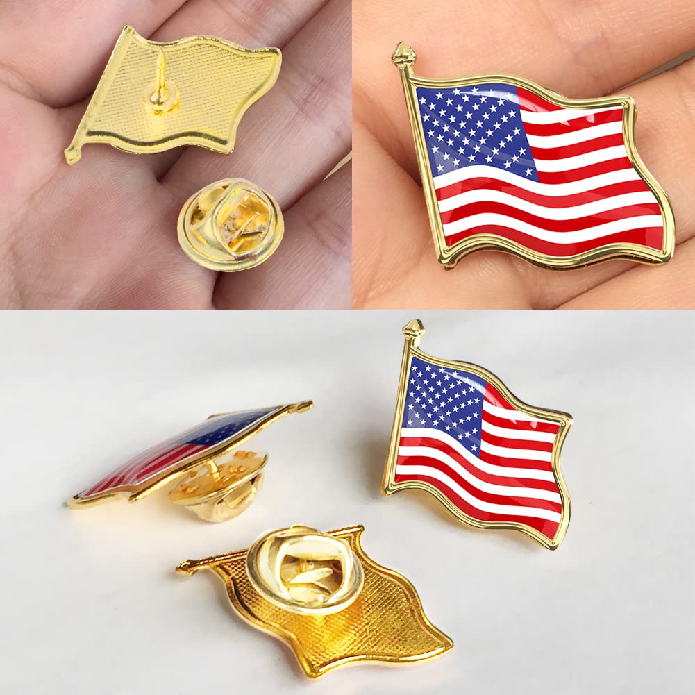 Bassion 20 PCS American Flag Lapel Pin Waving for Veterans Independence Memorial Day 4th of July Decor USA Flag Pins Accessaries